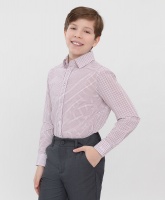 Сорочка классическая в клетку бордовая Button Blue, школьная форма для мальчиков  фото, kupilegko.ru